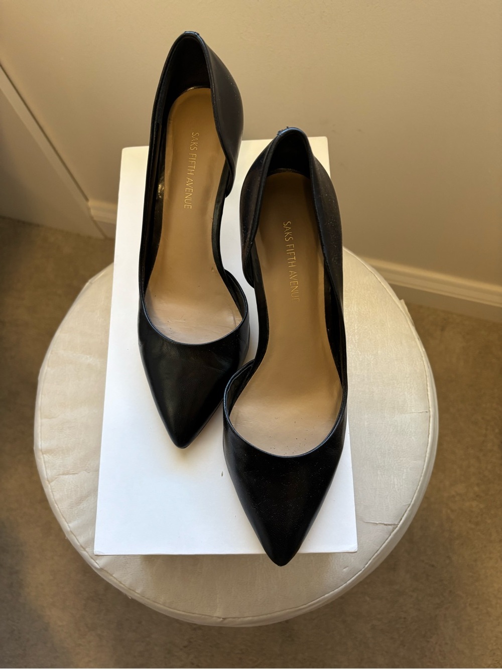 Saks Black Leather Heels